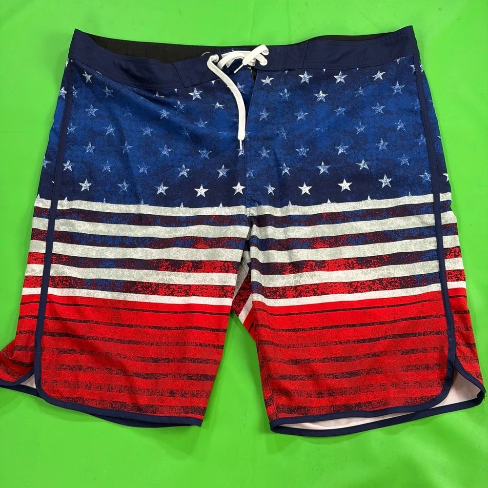 Ocean Pacific Board Shorts Mens 42 Red/White/Blue Stars Stripes American US Flag